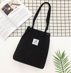 Women Corduroy Shopping Bag Female Canvas Cloth Shoulder Bag Environmental Storage Handbag Reusable Foldable Eco Grocery Tot