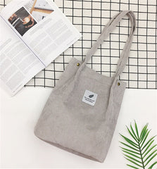 Women Corduroy Shopping Bag Female Canvas Cloth Shoulder Bag Environmental Storage Handbag Reusable Foldable Eco Grocery Tot