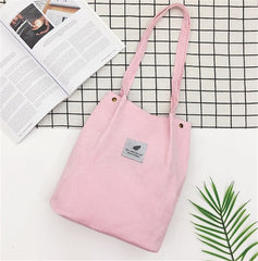 Women Corduroy Shopping Bag Female Canvas Cloth Shoulder Bag Environmental Storage Handbag Reusable Foldable Eco Grocery Tot