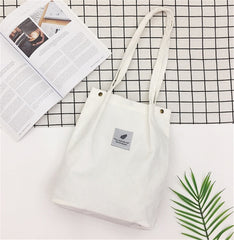 Women Corduroy Shopping Bag Female Canvas Cloth Shoulder Bag Environmental Storage Handbag Reusable Foldable Eco Grocery Tot