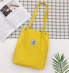 Women Corduroy Shopping Bag Female Canvas Cloth Shoulder Bag Environmental Storage Handbag Reusable Foldable Eco Grocery Tot