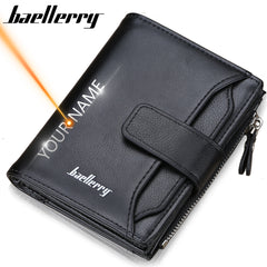 Baellerry Men Wallets Fashion Short Desigh Zipper Card Holder Men Leather Purse Solid Coin Pocket High Quality Male Purse