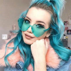 New Fashion cute sexy retro Love Heart  Rimless Sunglasses Women Luxury Brand Designer Sun glasses Eyewear Candy Color UV400