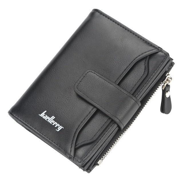 Baellerry Men Wallets Fashion Short Desigh Zipper Card Holder Men Leather Purse Solid Coin Pocket High Quality Male Purse