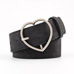 Double Ring Women Belt Fashion Waist Belt PU Leather Metal Buckle Heart Pin Belts For Ladies Leisure Dress Jeans Wild Waistband