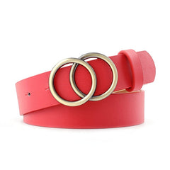 Double Ring Women Belt Fashion Waist Belt PU Leather Metal Buckle Heart Pin Belts For Ladies Leisure Dress Jeans Wild Waistband