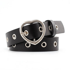 Double Ring Women Belt Fashion Waist Belt PU Leather Metal Buckle Heart Pin Belts For Ladies Leisure Dress Jeans Wild Waistband