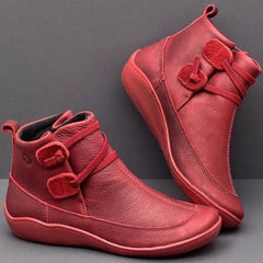 PU Leather Ankle Boots for Women Autumn Winter Cross Strips Vintage Women Punk Boots Shoes Ladies Flat Women Boots Woman