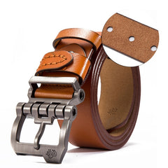 BISON DENIM Men Belt For Men Cowskin Genuine Leather Personality Men belt Buckle Quality Male Brown Strap Vintage Jeans N71223