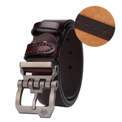 BISON DENIM Men Belt For Men Cowskin Genuine Leather Personality Men belt Buckle Quality Male Brown Strap Vintage Jeans N71223