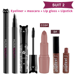 4pcs/set Cat Makeup Sets Including Lipstick, Eyeliner,Mascara, Eyeshadow, Makeup Kit Women Cosmetics Bag for Gifts