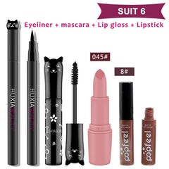 4pcs/set Cat Makeup Sets Including Lipstick, Eyeliner,Mascara, Eyeshadow, Makeup Kit Women Cosmetics Bag for Gifts