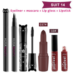 4pcs/set Cat Makeup Sets Including Lipstick, Eyeliner,Mascara, Eyeshadow, Makeup Kit Women Cosmetics Bag for Gifts