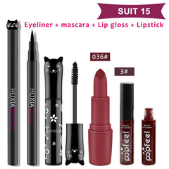 4pcs/set Cat Makeup Sets Including Lipstick, Eyeliner,Mascara, Eyeshadow, Makeup Kit Women Cosmetics Bag for Gifts