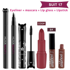 4pcs/set Cat Makeup Sets Including Lipstick, Eyeliner,Mascara, Eyeshadow, Makeup Kit Women Cosmetics Bag for Gifts