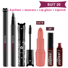 4pcs/set Cat Makeup Sets Including Lipstick, Eyeliner,Mascara, Eyeshadow, Makeup Kit Women Cosmetics Bag for Gifts