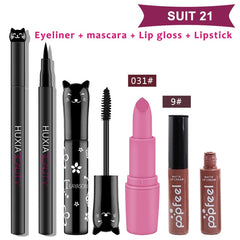 4pcs/set Cat Makeup Sets Including Lipstick, Eyeliner,Mascara, Eyeshadow, Makeup Kit Women Cosmetics Bag for Gifts