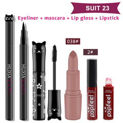 4pcs/set Cat Makeup Sets Including Lipstick, Eyeliner,Mascara, Eyeshadow, Makeup Kit Women Cosmetics Bag for Gifts