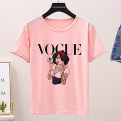 Women 2020 Summer Graphic Tee Shirt Femme Funny Princess Vogue Harajuku T Shirt Korean Tops Kawaii Streetwear Camiseta Mujer