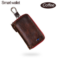 Genuine Leather Smart Men GPS Car Key Wallet Multifunction Keys Organizer Coin Purse Bag Small Housekeeper Key Holder Keychain Case