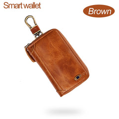 Genuine Leather Smart Men GPS Car Key Wallet Multifunction Keys Organizer Coin Purse Bag Small Housekeeper Key Holder Keychain Case