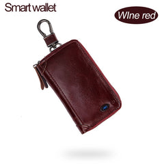 Genuine Leather Smart Men GPS Car Key Wallet Multifunction Keys Organizer Coin Purse Bag Small Housekeeper Key Holder Keychain Case