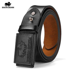 BISON DENIM Men Belt For Men Cowskin Genuine Leather Personality Men belt Buckle Quality Male Brown Strap Vintage Jeans N71223