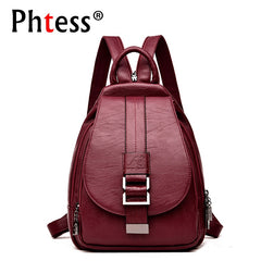 Women Leather Backpacks Vintage Female Shoulder Bag Sac a Dos Travel Ladies Bagpack Mochilas School Bags For Girls Preppy