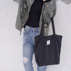 Women Corduroy Canvas Tote Handbag Female Cloth Shoulder Bags Young Ladies Casual Shopping Bag Girls Reusable Folding Bags