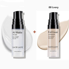 SACE LADY make up set 6ml Base Primer Full Cover Liquid Matte Concealer Makeup Face Corrector Waterproof Make Up Base Cosmetic