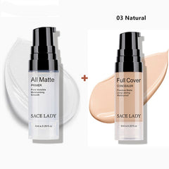 SACE LADY make up set 6ml Base Primer Full Cover Liquid Matte Concealer Makeup Face Corrector Waterproof Make Up Base Cosmetic