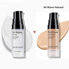 SACE LADY make up set 6ml Base Primer Full Cover Liquid Matte Concealer Makeup Face Corrector Waterproof Make Up Base Cosmetic