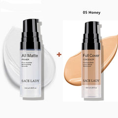 SACE LADY make up set 6ml Base Primer Full Cover Liquid Matte Concealer Makeup Face Corrector Waterproof Make Up Base Cosmetic