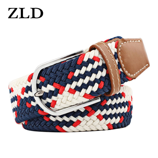 ZLD Hot Colors Men Women Casual Knitted pin buckle Belt Woven Canvas Elastic Stretch Belts Plain Webbing 2020 fashion 105-110cm