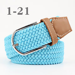 ZLD Hot Colors Men Women Casual Knitted pin buckle Belt Woven Canvas Elastic Stretch Belts Plain Webbing 2020 fashion 105-110cm