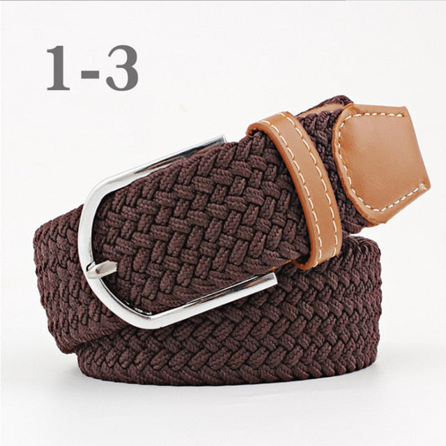 ZLD Hot Colors Men Women Casual Knitted pin buckle Belt Woven Canvas Elastic Stretch Belts Plain Webbing 2020 fashion 105-110cm