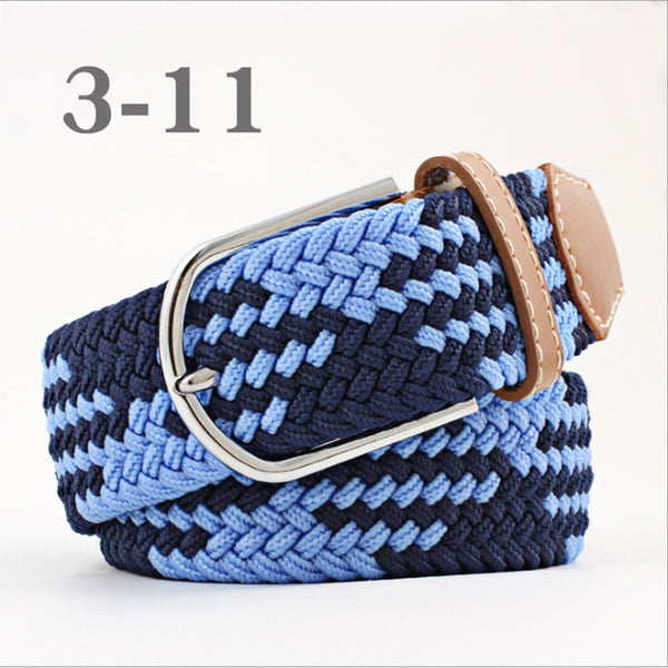 ZLD Hot Colors Men Women Casual Knitted pin buckle Belt Woven Canvas Elastic Stretch Belts Plain Webbing 2020 fashion 105-110cm