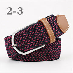 ZLD Hot Colors Men Women Casual Knitted pin buckle Belt Woven Canvas Elastic Stretch Belts Plain Webbing 2020 fashion 105-110cm