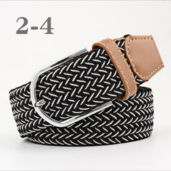 ZLD Hot Colors Men Women Casual Knitted pin buckle Belt Woven Canvas Elastic Stretch Belts Plain Webbing 2020 fashion 105-110cm