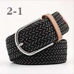 ZLD Hot Colors Men Women Casual Knitted pin buckle Belt Woven Canvas Elastic Stretch Belts Plain Webbing 2020 fashion 105-110cm