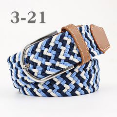 ZLD Hot Colors Men Women Casual Knitted pin buckle Belt Woven Canvas Elastic Stretch Belts Plain Webbing 2020 fashion 105-110cm