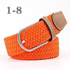 ZLD Hot Colors Men Women Casual Knitted pin buckle Belt Woven Canvas Elastic Stretch Belts Plain Webbing 2020 fashion 105-110cm