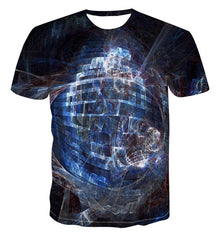 Spiral geometry 3D print T-shirt summer top new men's Multi Size stacked solid T-shirt short sleeve o-neck beach T-shirt