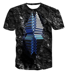 Spiral geometry 3D print T-shirt summer top new men's Multi Size stacked solid T-shirt short sleeve o-neck beach T-shirt