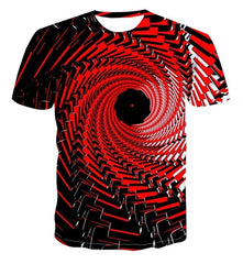 Spiral geometry 3D print T-shirt summer top new men's Multi Size stacked solid T-shirt short sleeve o-neck beach T-shirt