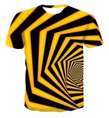 Spiral geometry 3D print T-shirt summer top new men's Multi Size stacked solid T-shirt short sleeve o-neck beach T-shirt