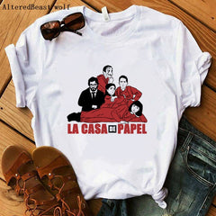 La Casa De Papel women t shirt Harajuku BELLA CIAO letters print Short Sleeve funny Money Heist House of Paper Hip Hop Tops Tees