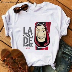 La Casa De Papel women t shirt Harajuku BELLA CIAO letters print Short Sleeve funny Money Heist House of Paper Hip Hop Tops Tees