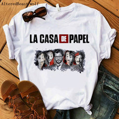 La Casa De Papel women t shirt Harajuku BELLA CIAO letters print Short Sleeve funny Money Heist House of Paper Hip Hop Tops Tees