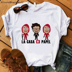 La Casa De Papel women t shirt Harajuku BELLA CIAO letters print Short Sleeve funny Money Heist House of Paper Hip Hop Tops Tees